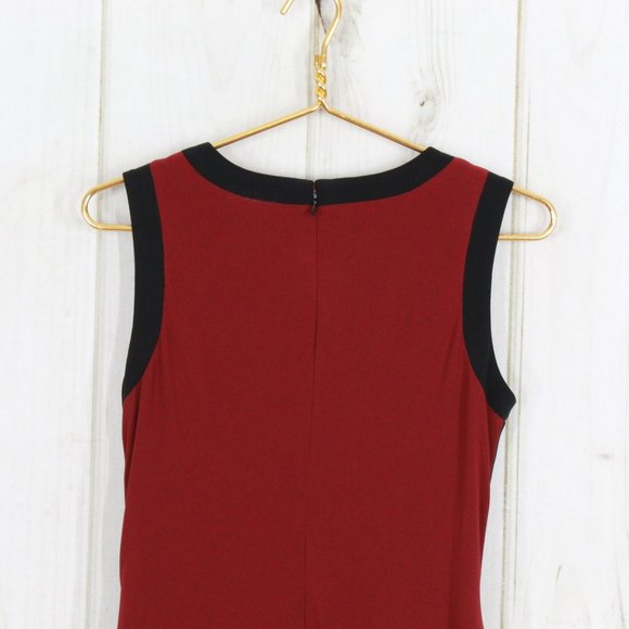 Ralph Lauren Red Sleeveless Snap Detailed Ruched Slimming Sheath Dress Size 4 - Picture 11 of 13